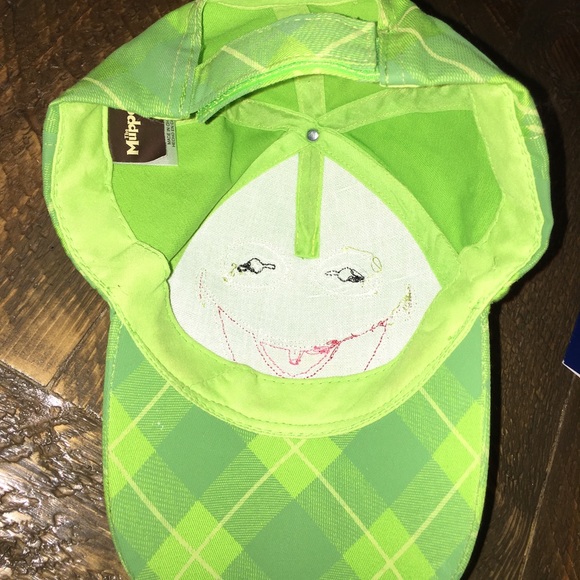 Kermit Frog Muppets Kids Green Plaid Baseball Cap - Picture 3 of 7